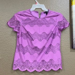 Purple lace short sleeve top